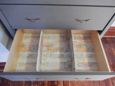Custom map lining for drawers